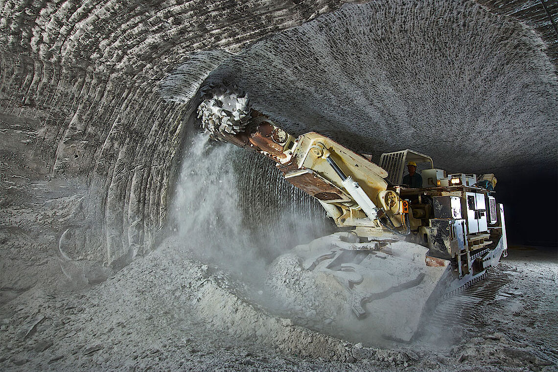 Roadheading machine in the Morsleben repository 